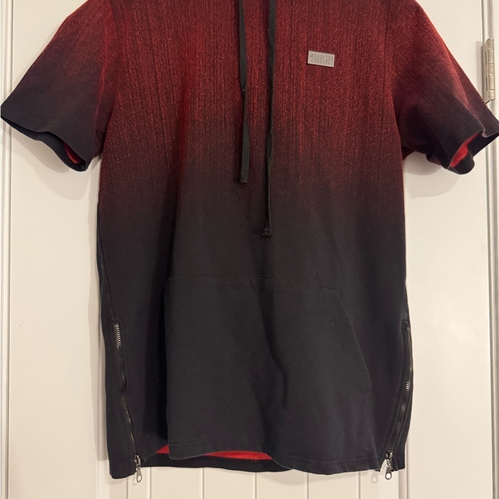 Hudson Jeans Red and Black Short-Sleeve Hoodie
